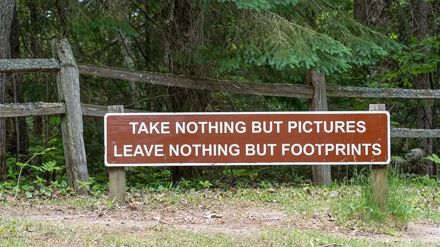 sign that reads take nothing but pictures