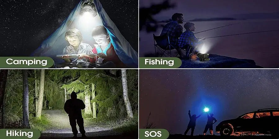 Camping photos describing 4 different scenes