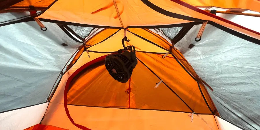 Ayamaya camping fan within tent creating ventilation