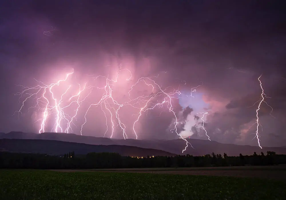 Lightning storm in the countryside