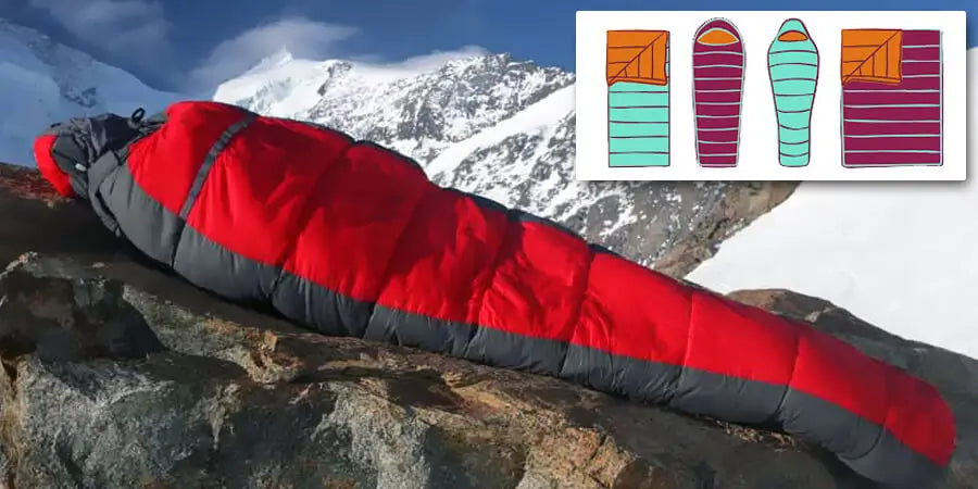 sleeping bag on a snowy mountain