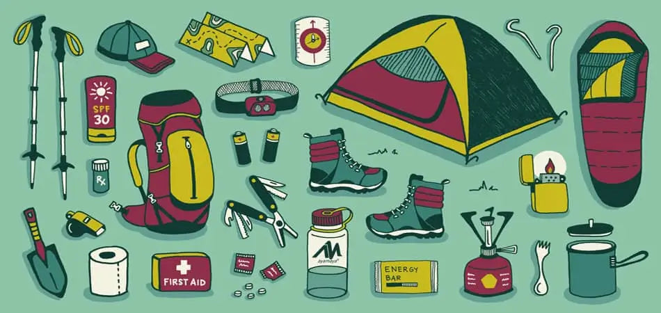 animated camping gear spread