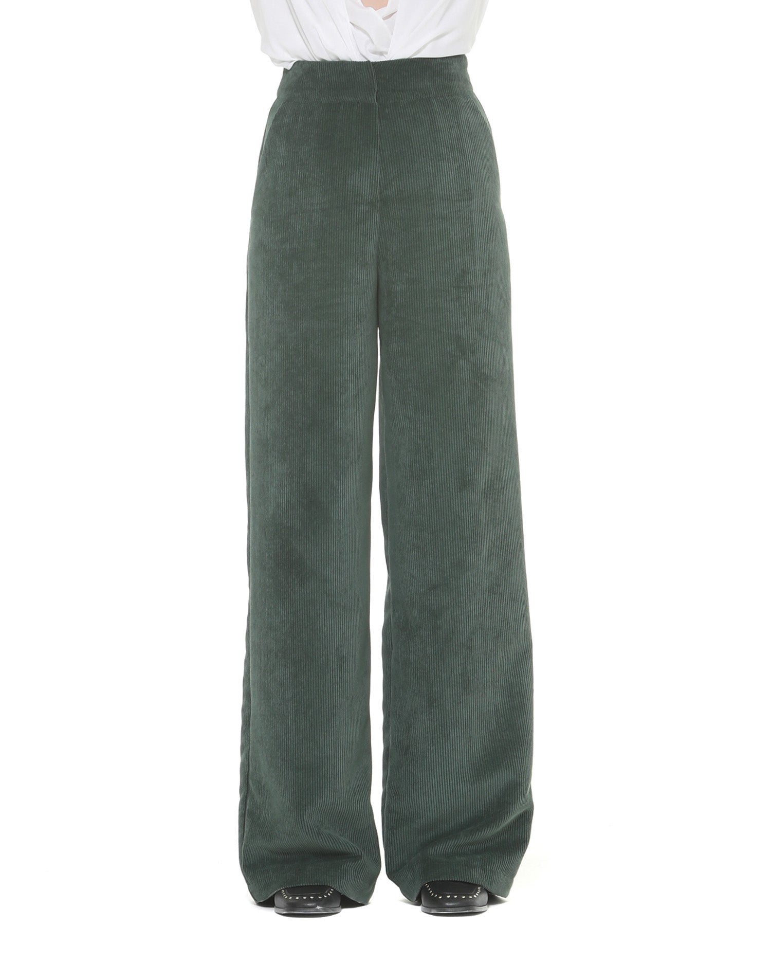 Ribbed velvet palazzo trousers