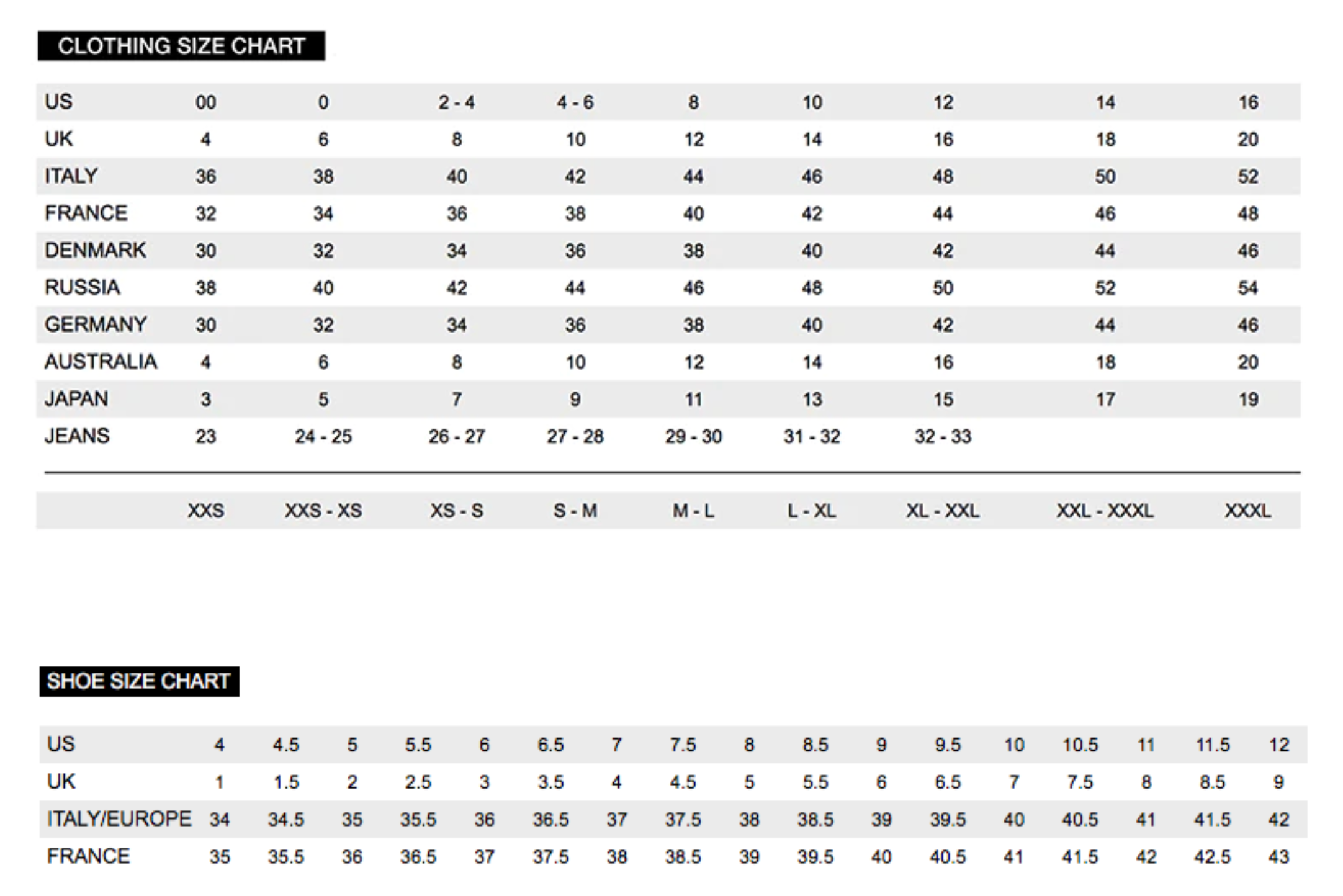 SIZE GUIDE LARGE