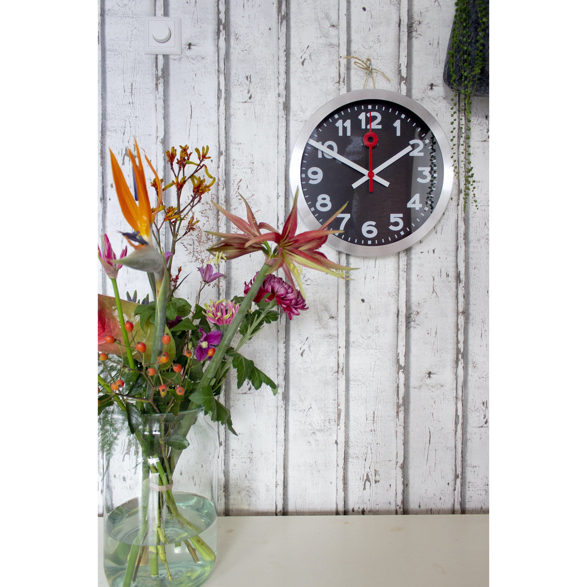 nextime black hands aluminum wall clock