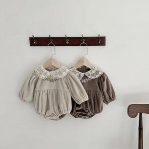 Infant Lace Collar Solid Onesie - Komfy Kloset