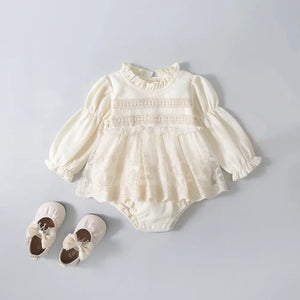 Cream Lace Waffle Onesie - Komfy Kloset