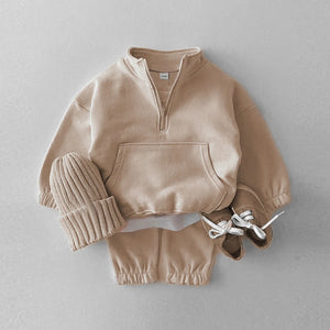 Khaki Solid Jogger Set - Komfy Kloset