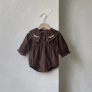 Girls' Long-Sleeved Large Lapel Onesie - Komfy Kloset