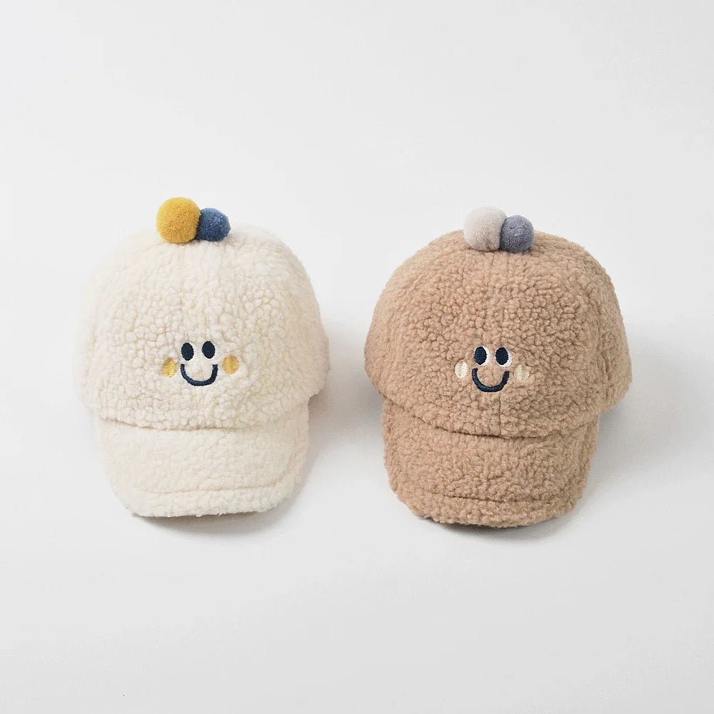 Smiley Face Sherpa Baseball Hat