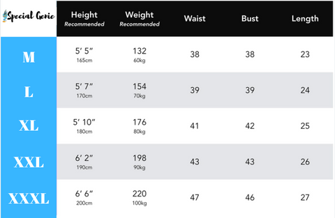 1 Like No Other Size Chart