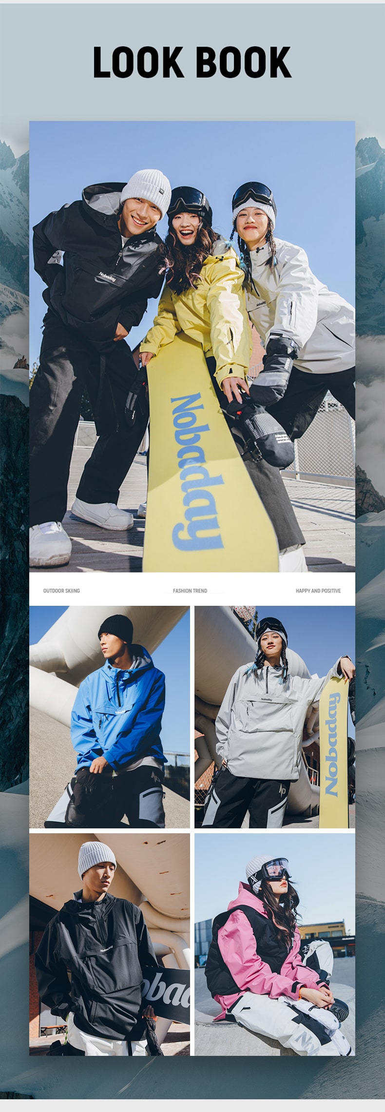 Nobaday Dawn Large Pocket Windbreaker Anorak Snowboard Jacket