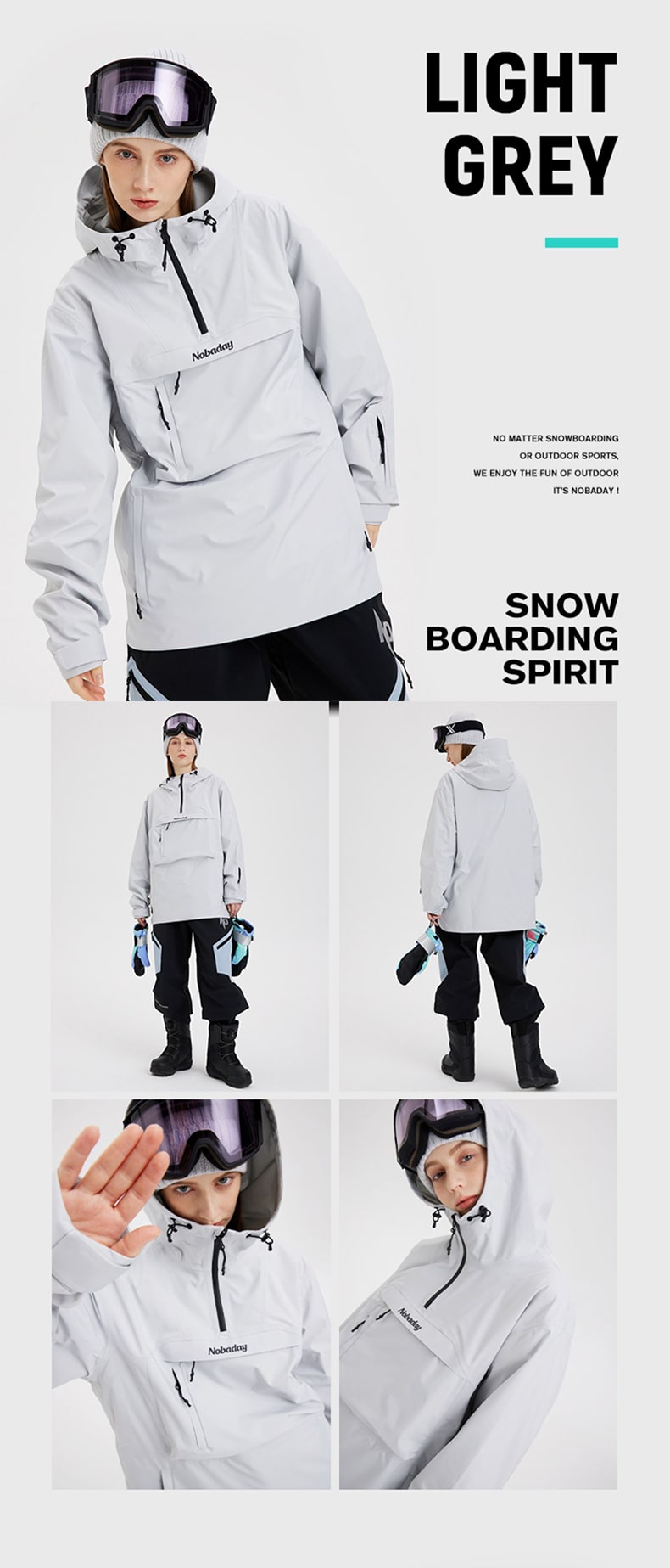 Nobaday Dawn Large Pocket Windbreaker Anorak Snowboard Jacket