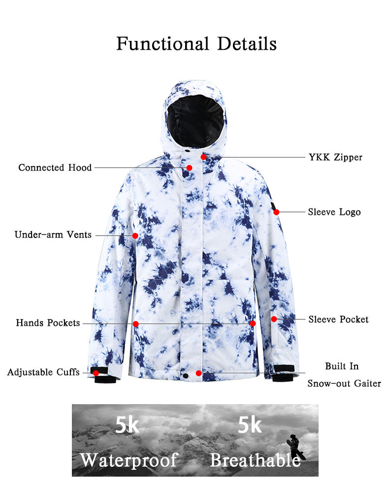 Men's SMN Winter Mountain Snowflake Freestyle Ski Snowboard Jacket