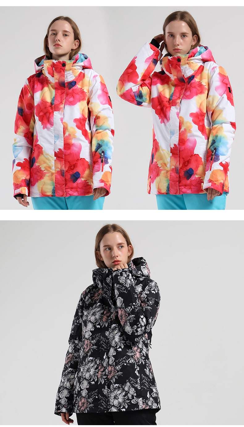Women's SMN Mountain Freeze Colorful Print Waterproof Winter Snowboard Jacket
