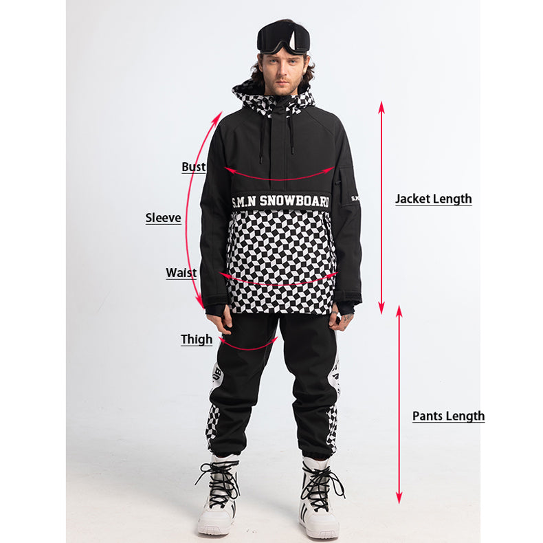 Mens SMN Top Fashion Snowboard Suit Snowsuit Jacket & Pants Set