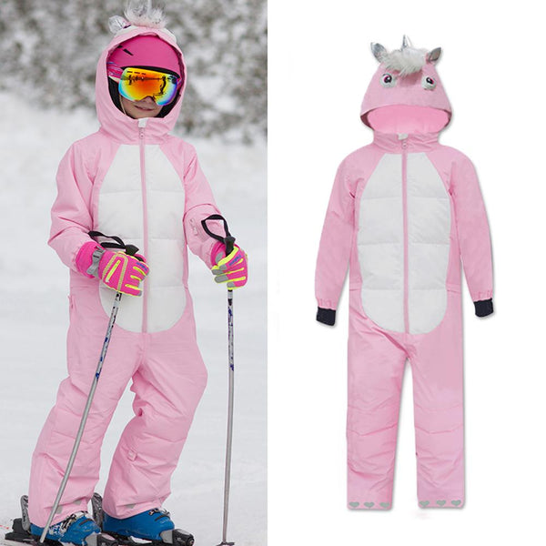 Boy Girls Unisex Waterproof Cartoon Pattern One Piece Snowsuits Snowverb