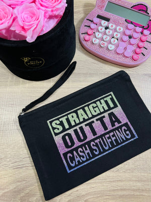 RAINBOW GLITTER Straight Outta Cash Stuffing Zipper Pouch - PinkeCloth
