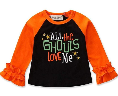Halloween "All the Gouls Love Me" Ruffle Sleeve Shirt
