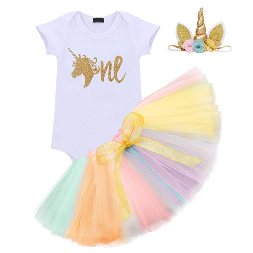 1st Birthday Pastel Unicorn Tutu Set