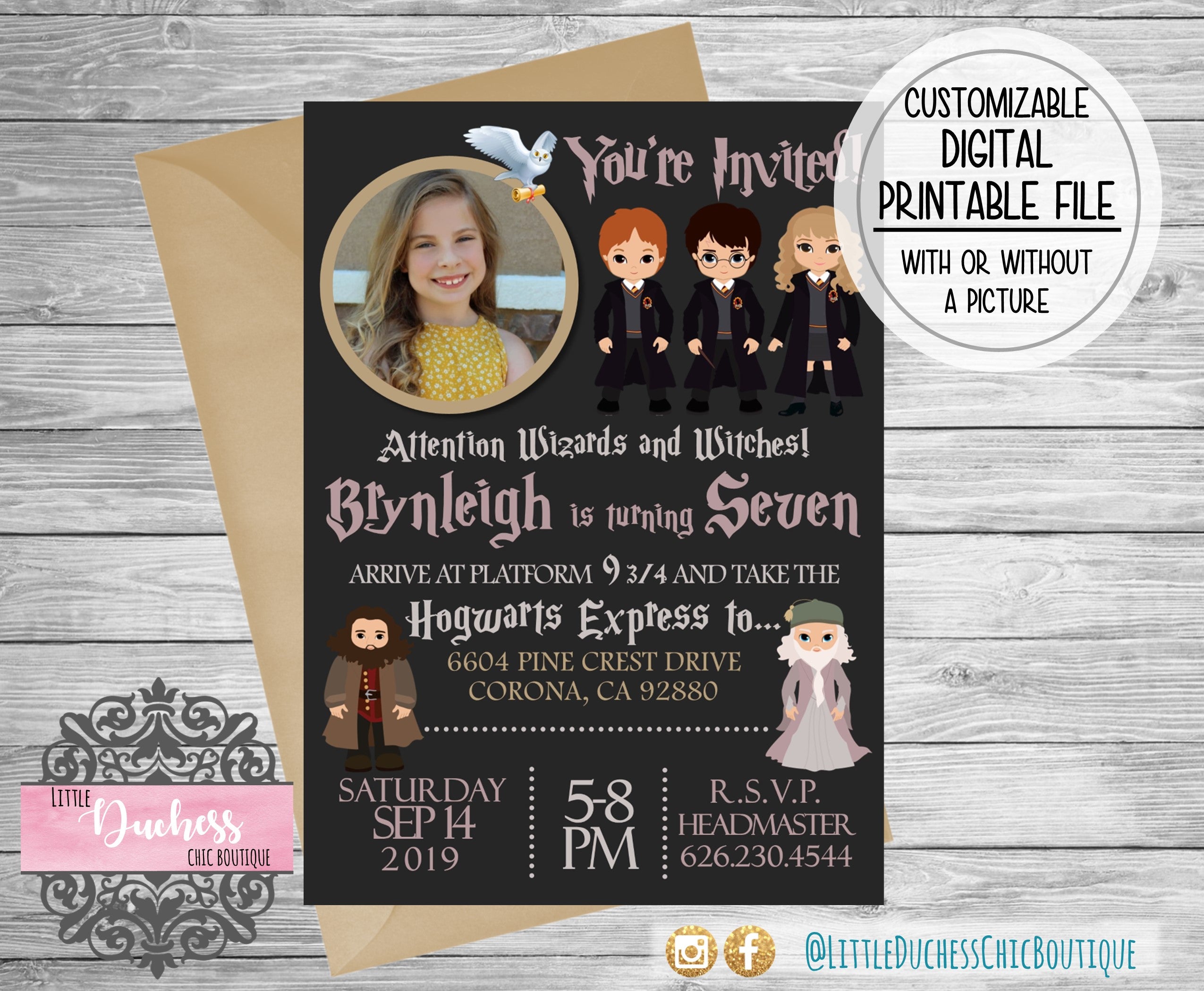 Harry Potter Party Birthday Invitation – Little Duchess Chic Boutique