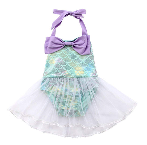 Teal Mermaid Scale Tutu Swimsuit