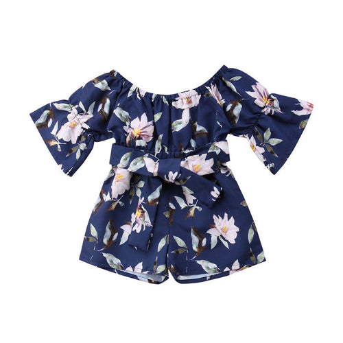 Navy Blue Floral Romper