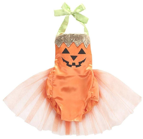 Sparkle Jack O'Lantern Baby Tutu Romper