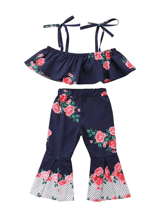 Boho Chic Blue Floral Pant Set