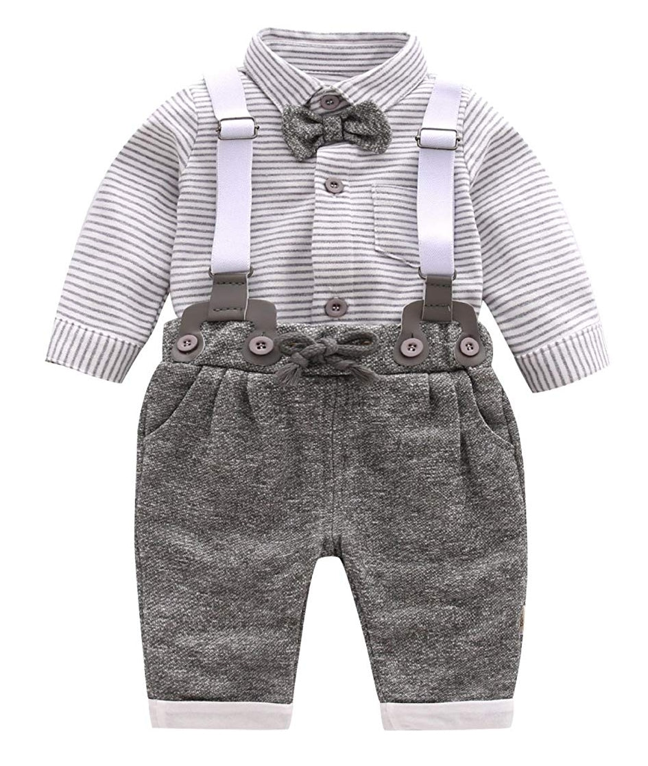 Toddler Kids Baby Boys Gentleman Clothes Spenders Trousers Button Tops  Outfit | eBay