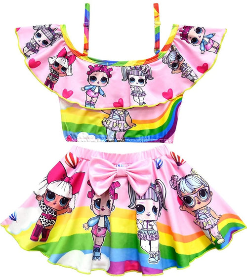 Two Piece LOL Doll Ruffle Rainbow Swimsuit