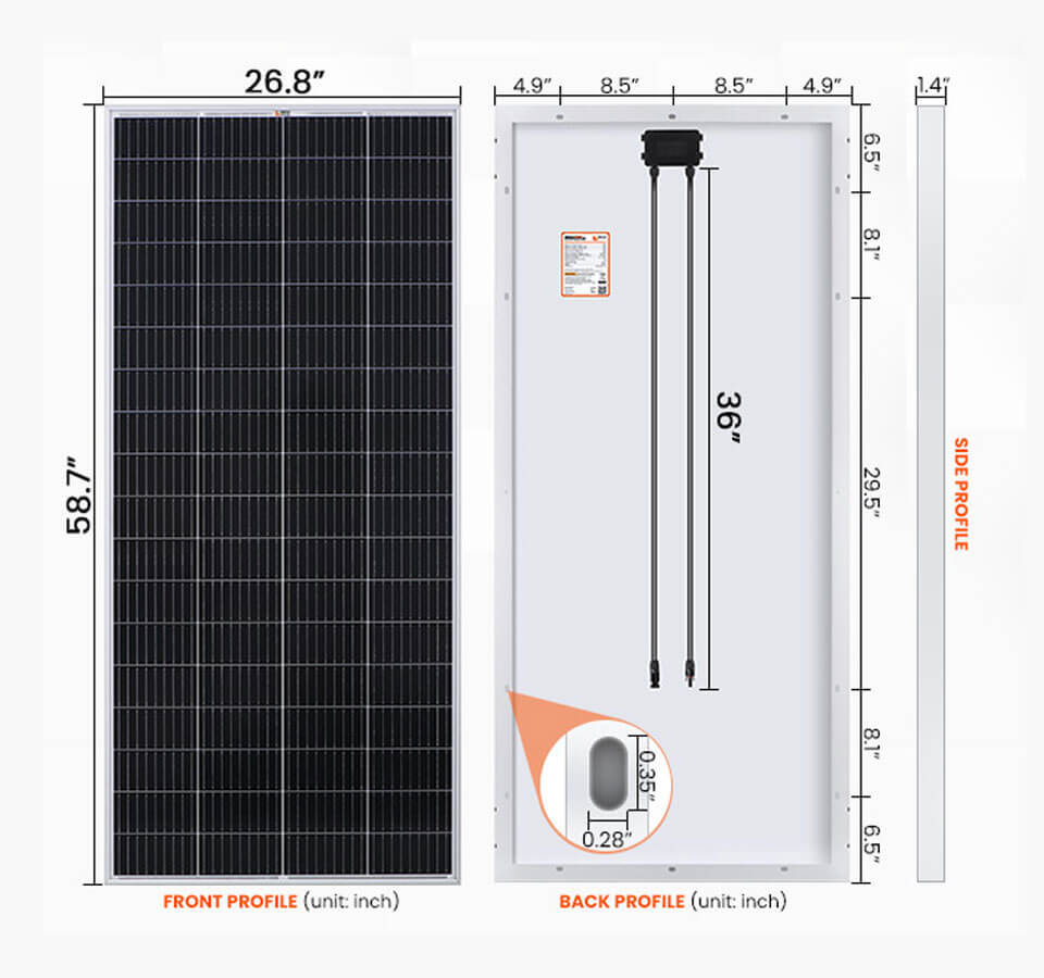 Mega 200 Watt 24 Volt Solar Panel Dimensions