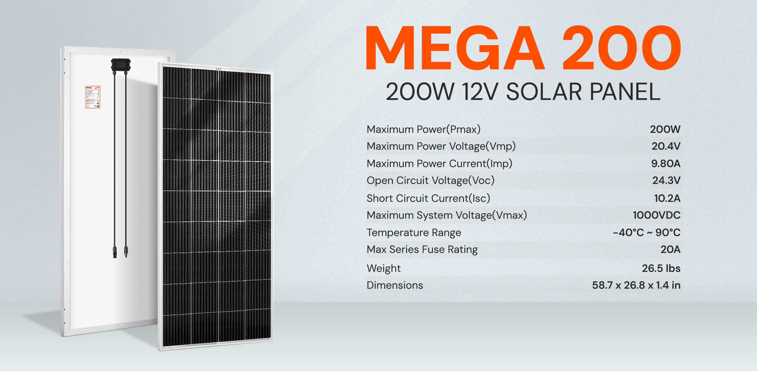 Mega 200 Watt 12 Volt Offgrid Solar Panel Dimensions