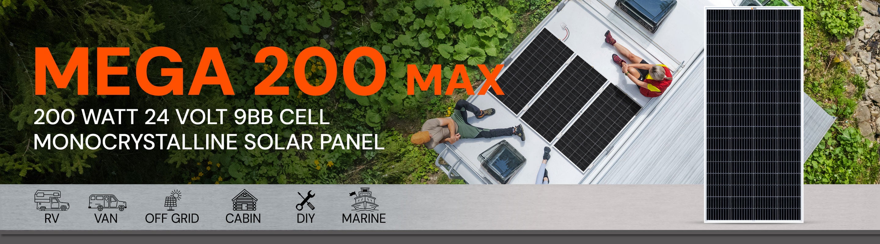 Mega 200 Watt 24 Volt Solar Panel