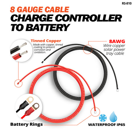 2 Gauge (AWG) Black and Red Pure Copper Inverter Battery Cables