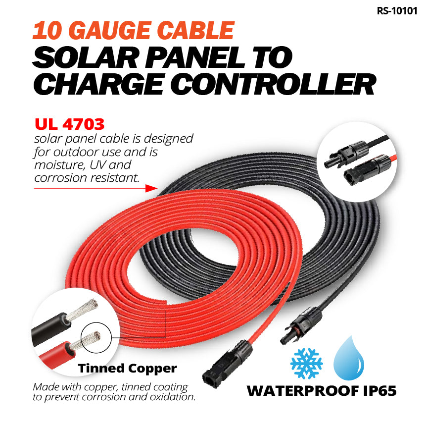 4/0 Gauge (AWG) Black and Red Pure Copper Inverter Battery Cables