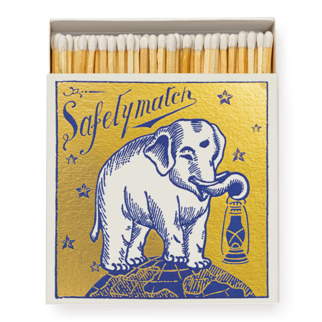 Gold Elephant Square Matchbox