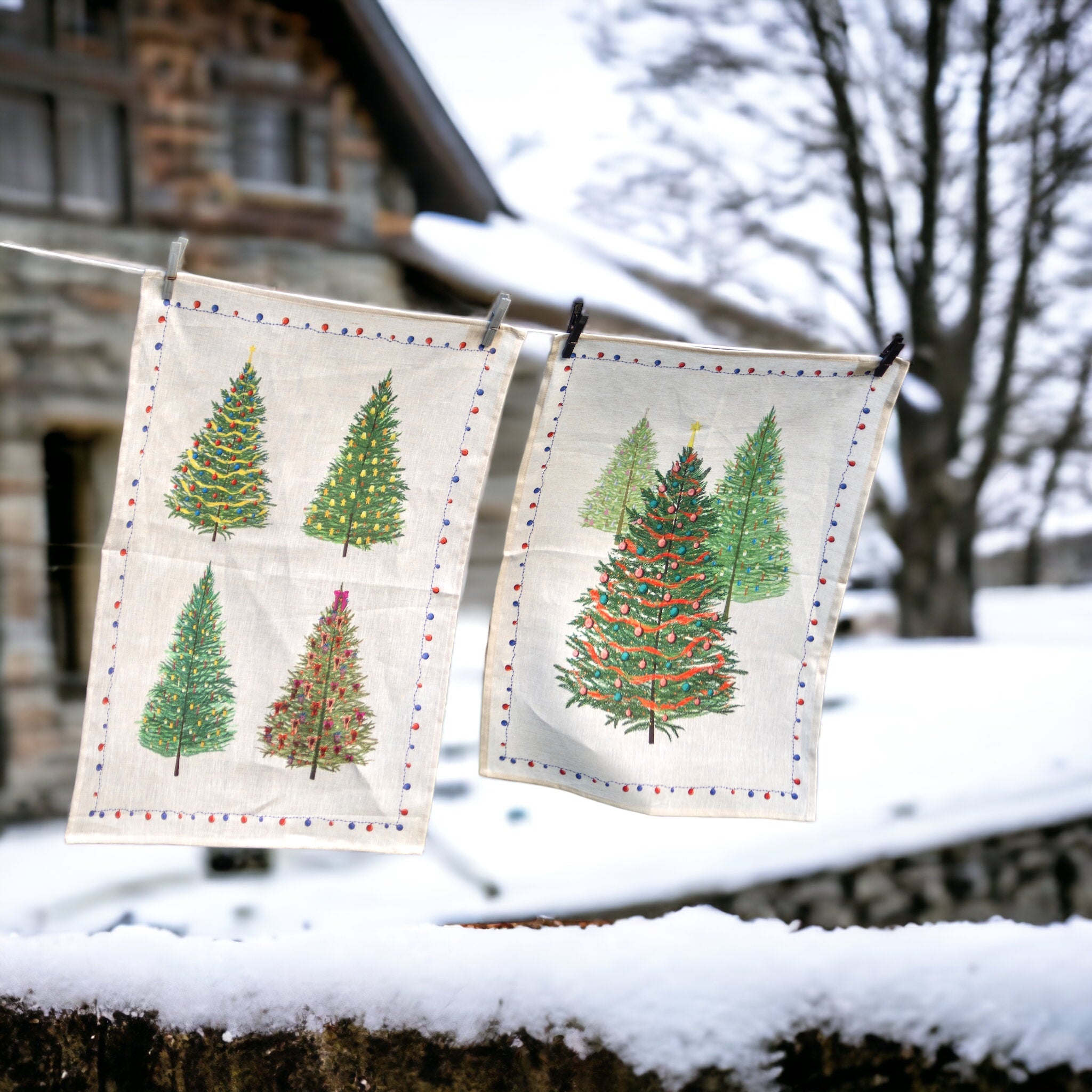 Products :: 1321 Jacobean Floral hanging dish towels; Christmas