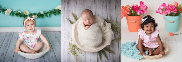Rustic Wooden Bowl - Newborn Wood Bowl - Wooden Photo Props - Newborn Photo Props Canada - Tiny Tot Prop Shop - Photography Props - Photo Props