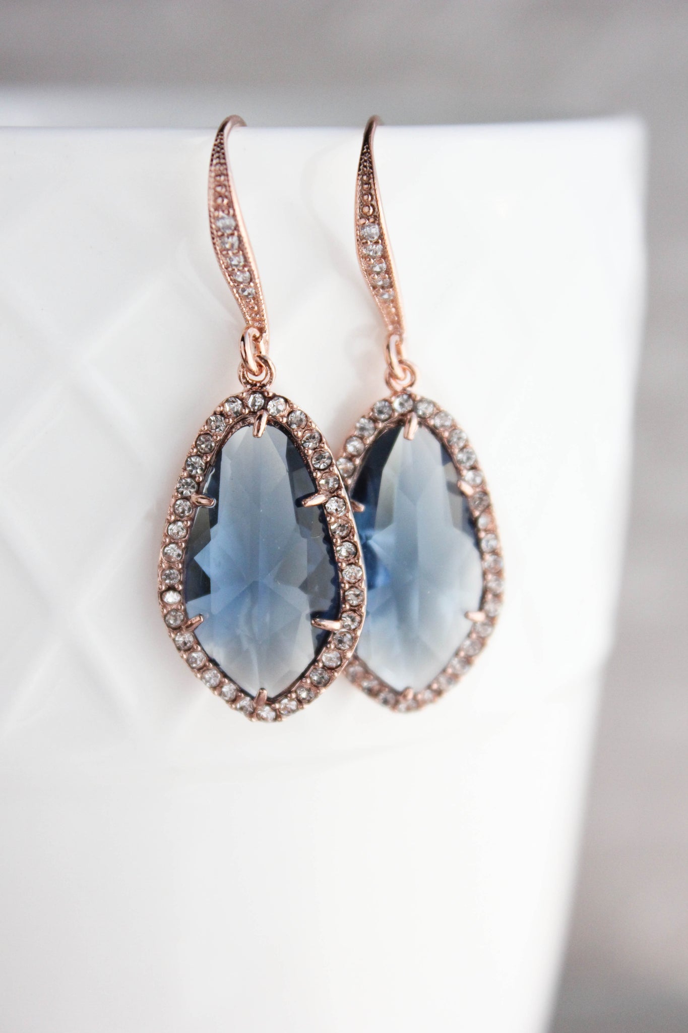 rose gold and navy earrings