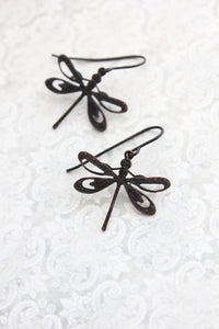 Dragonfly Earrings - Black Patina