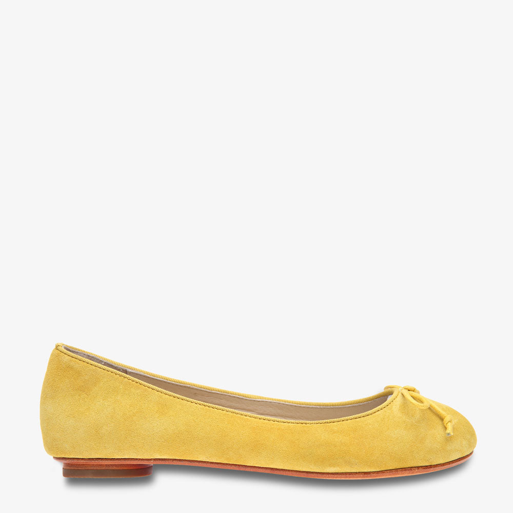 yellow suede ballet flats