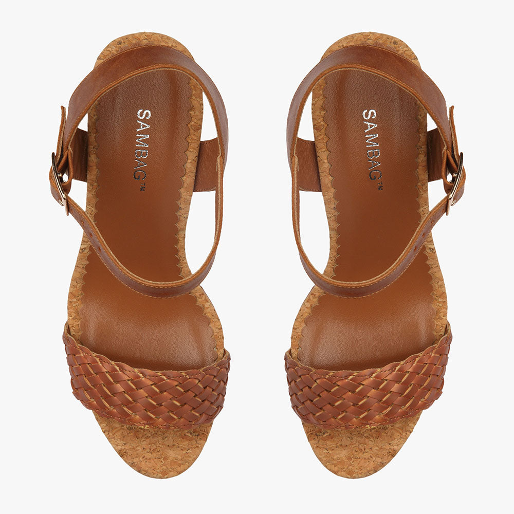 tan leather wedge shoes