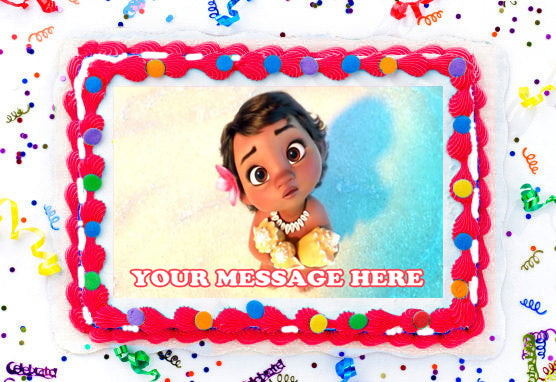 Baby Moana Edible Image Cake Topper Personalized Birthday Sheet Decora Partycreationz