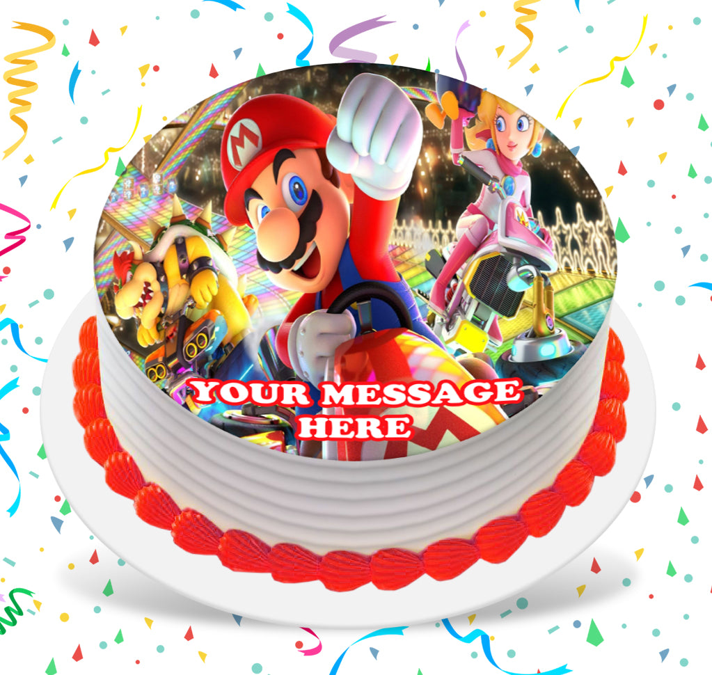 Mario Kart Edible Image Cake Topper Personalized Birthday Sheet Custom -  PartyCreationz