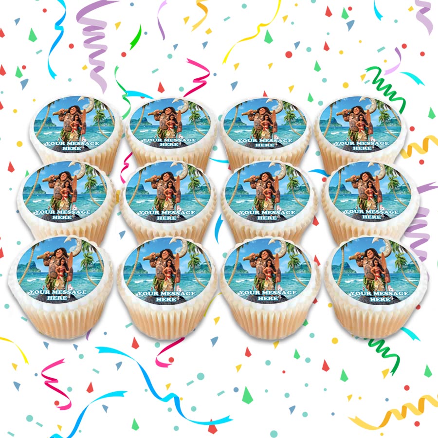 Moana Edible Cupcake Toppers 12 Images Cake Image Icing Sugar Sheet Partycreationz