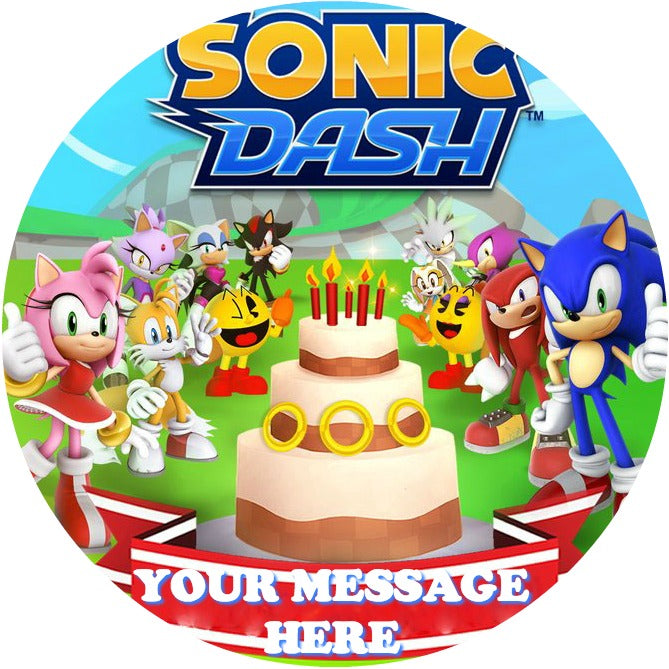 Sonic Dash Edible Image Cake Topper Personalized Birthday Sheet Custom Partycreationz - edible personalised roblox icing cake topper 7 12 image only