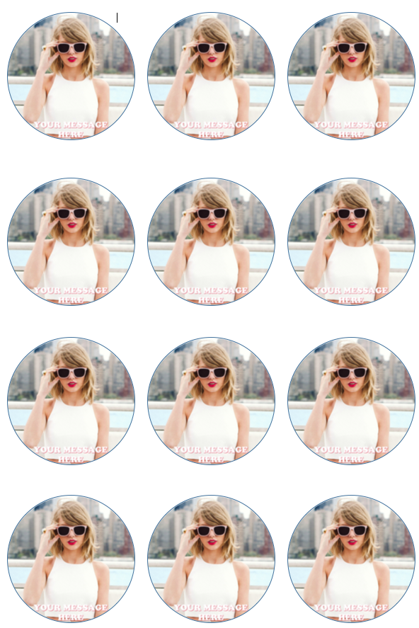 Taylor Swift Edible Cupcake Toppers 12 Images Cake Image Icing Sugar Partycreationz 2985
