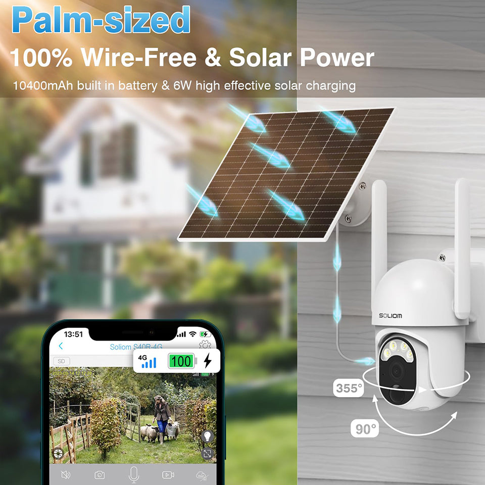Soliom S40R Pan Tilt Solar Powered Wireless 4G LTE Cellular Security Camera - Image 3
