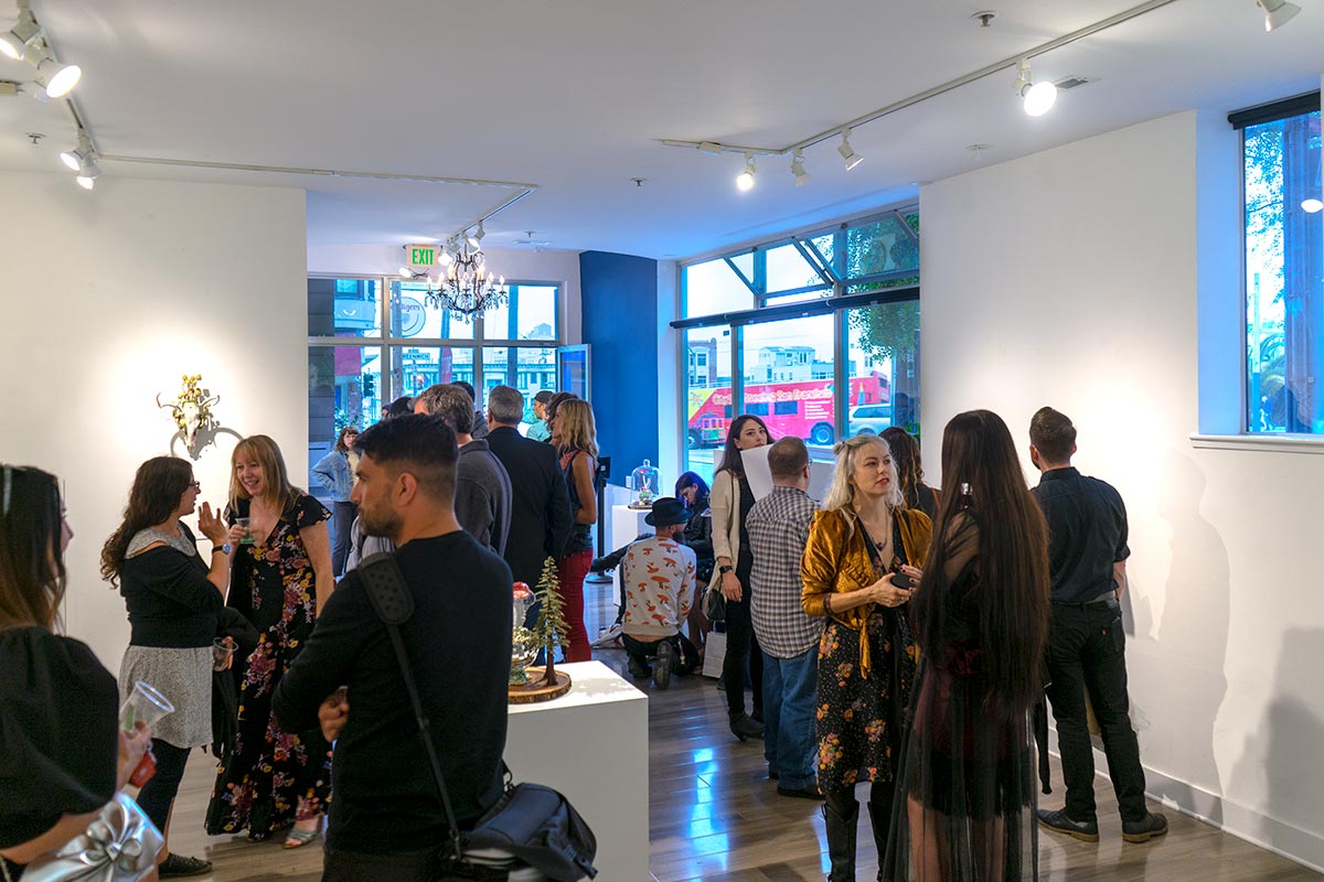 Patrons at the opening reception of Origin at Modern Eden on August 22, 2018